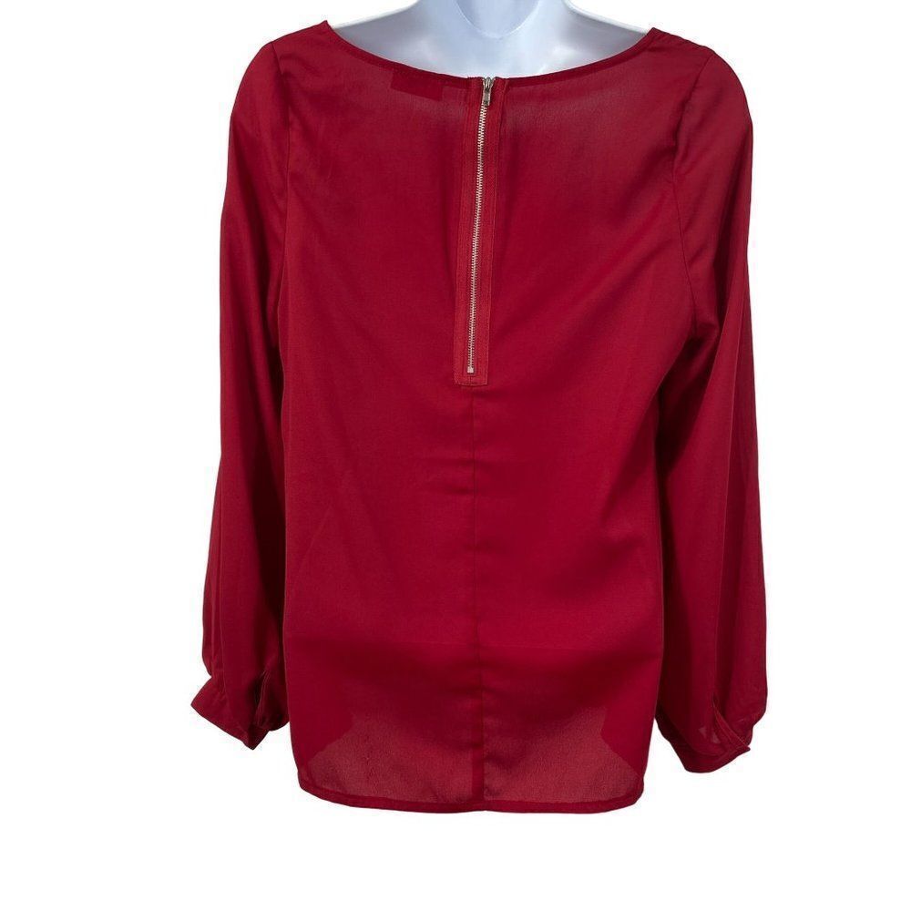 Tobi Long Sleeve Scoop Neck Zipper Back Blouse Balloon Sleeve Top - Picture 2 of 6